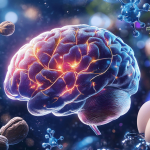 Mikronährstoffe fürs Gehirn: Dein Rezept für Höchstleistung Das Gehirn umgeben von Rosmarin, Eiern, Nüssen. Symbolbild für die Bedeutung von Mikronährstoffen fürs Gehirn.