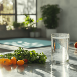 Lichtdurchflutete Küche, mit Gemüse auf dem Tresen – Symbolbild für Detox und körper entgiften